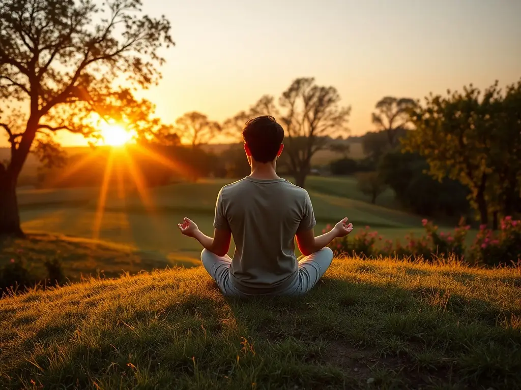 A focused individual meditating outdoors, symbolizing mental clarity and resilience in the face of life's challenges.